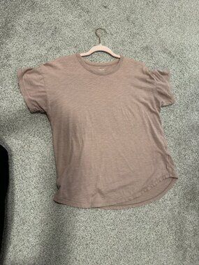 Madewell Dusty Mauve Slub Cotton Crewneck Tee L